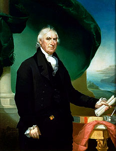 "Governor George" Clinton of New York, ready to hand in his paper.