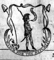 Cartoon from Goshen, NY "Orange Patrol" mastehead, 1800